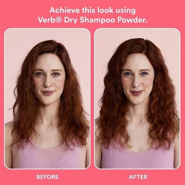 before and after of woman after using dry shampoo