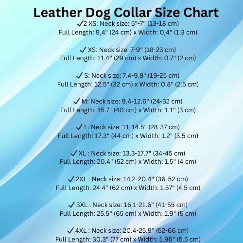 leather dog collar size chart for 