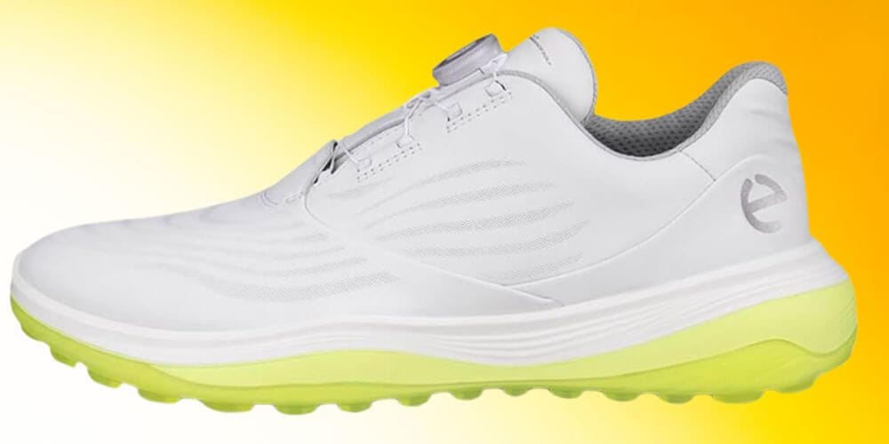 Eccos white and yellow golf shoe
