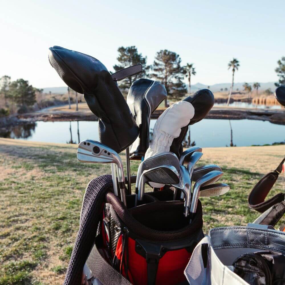 red golf bag with cooler